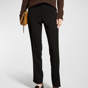 Lafayette 148 Bleecker Wool Straight Leg Trousers Full Length Split Hem Black 10